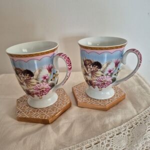 Royal Elfreda Fine Bone China Cherub Mugs- Set of 2